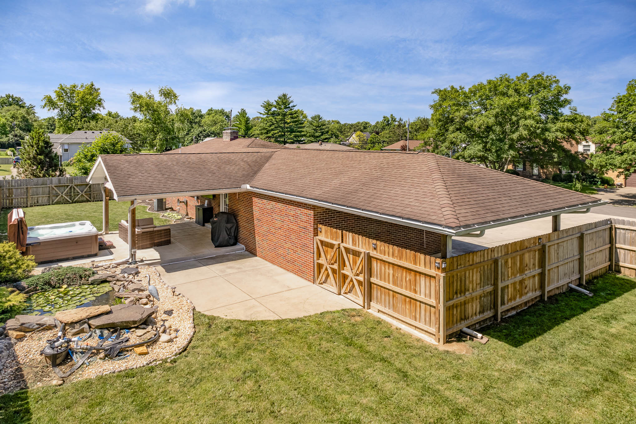 Aerial view of backyard